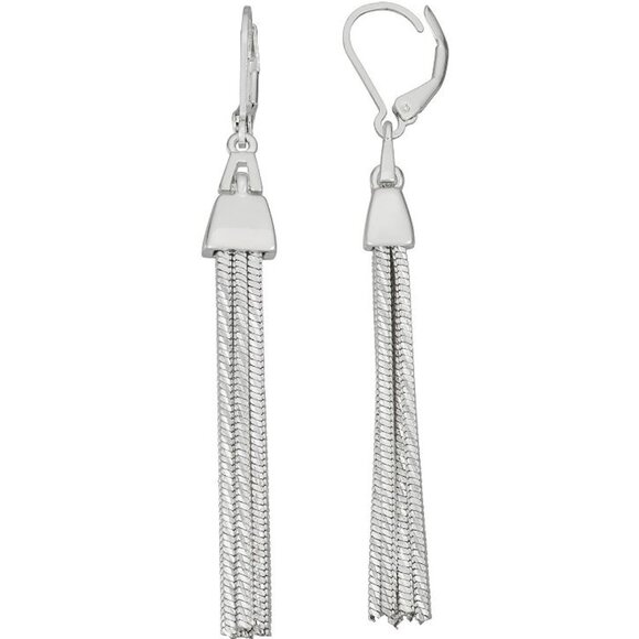 NAPIER Glamorous Silver Sparkling Linear Tassel Chain Earrings**NEW! - Picture 2 of 3